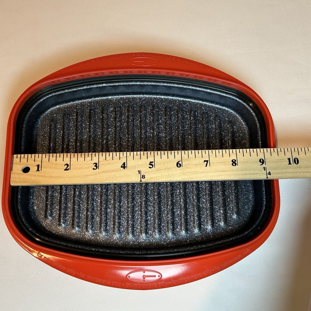 Range Mate Microhearth Orange Microwave Grill Pan & Lid Rectangular W/ Booklet