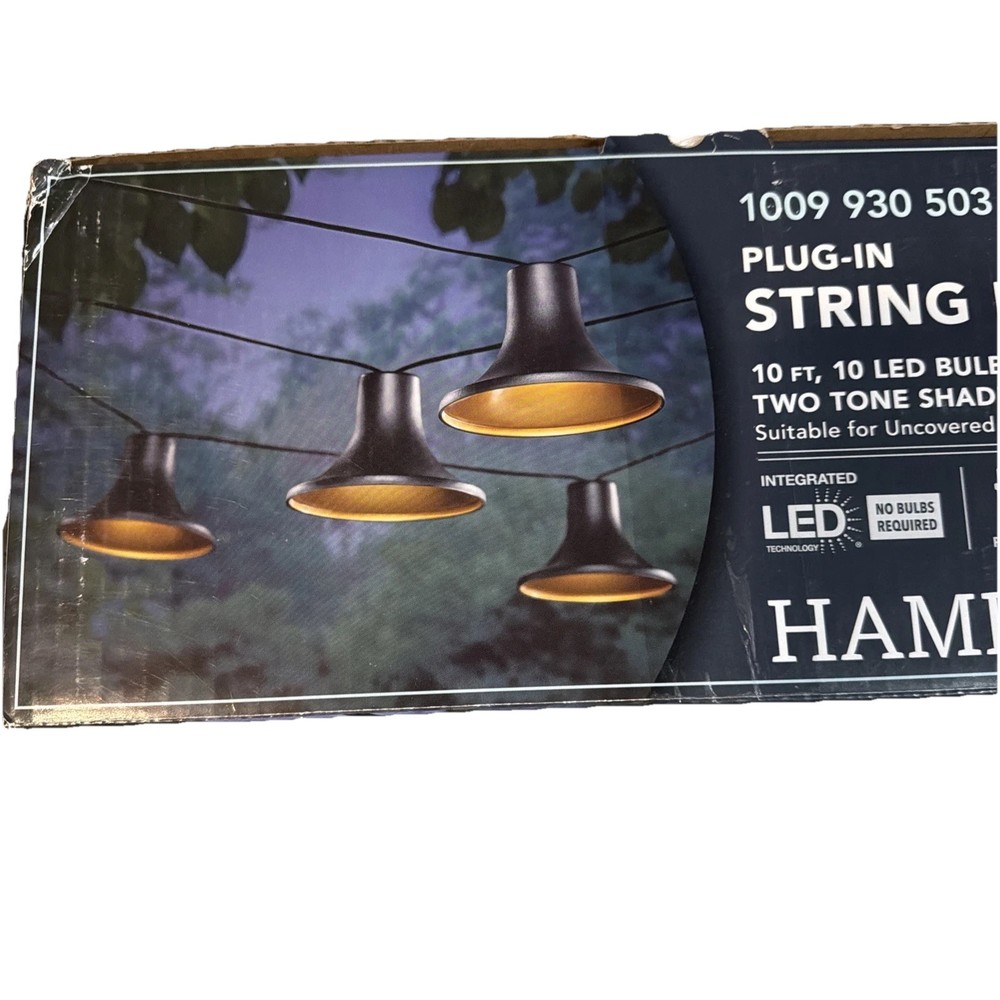 Hampton Bay 10-Light 12 ft. Black Outdoor LED Lantern String-Light