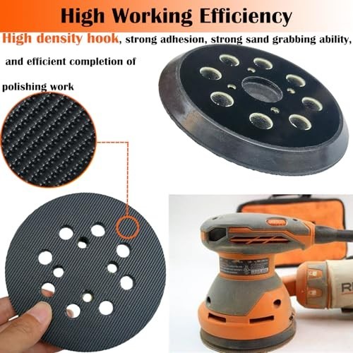 2 Pack 5in 8 Hole Hook Loop Sander Pad Replacement Random Orbit Backing