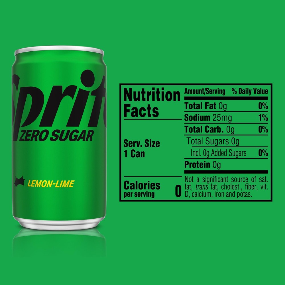 Sprite Zero Sugar Lemon Lime Diet Soda Pop Soft Drinks, 7.5 Fl Grocery