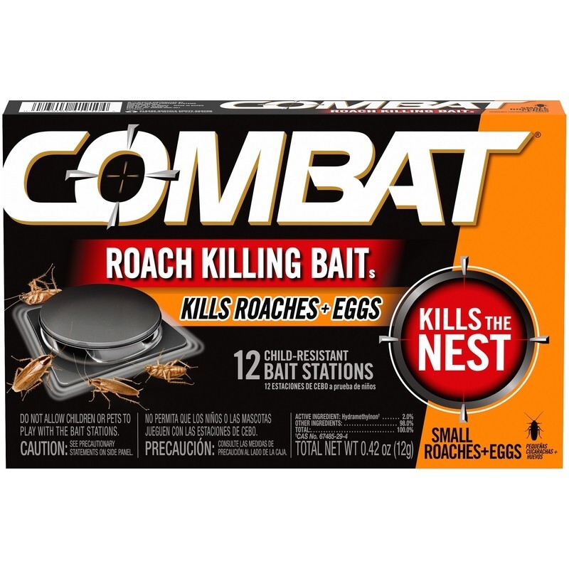 Combat Roach Killing Baits Kills Roaches + Eggs Child Resistant 12 Bait Stations