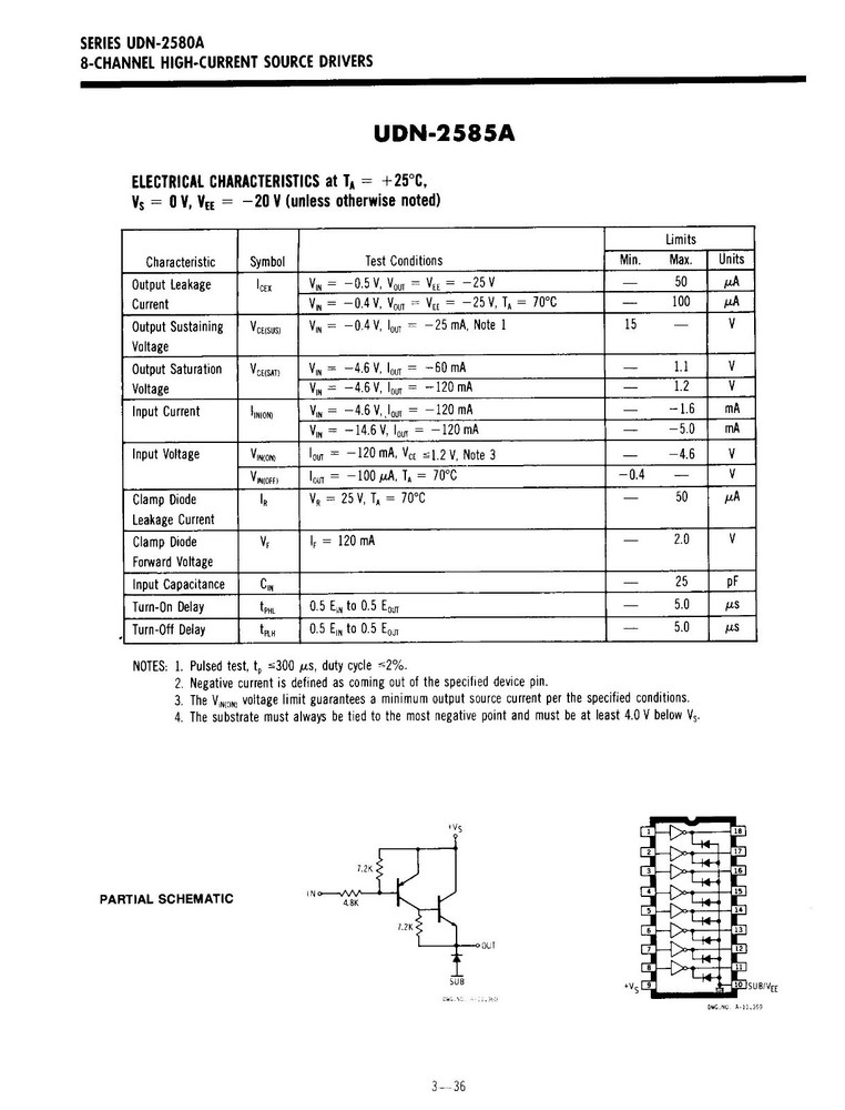 Qty(1) Sprague UDN2585A 8-Channel Source Driver 16-DIP