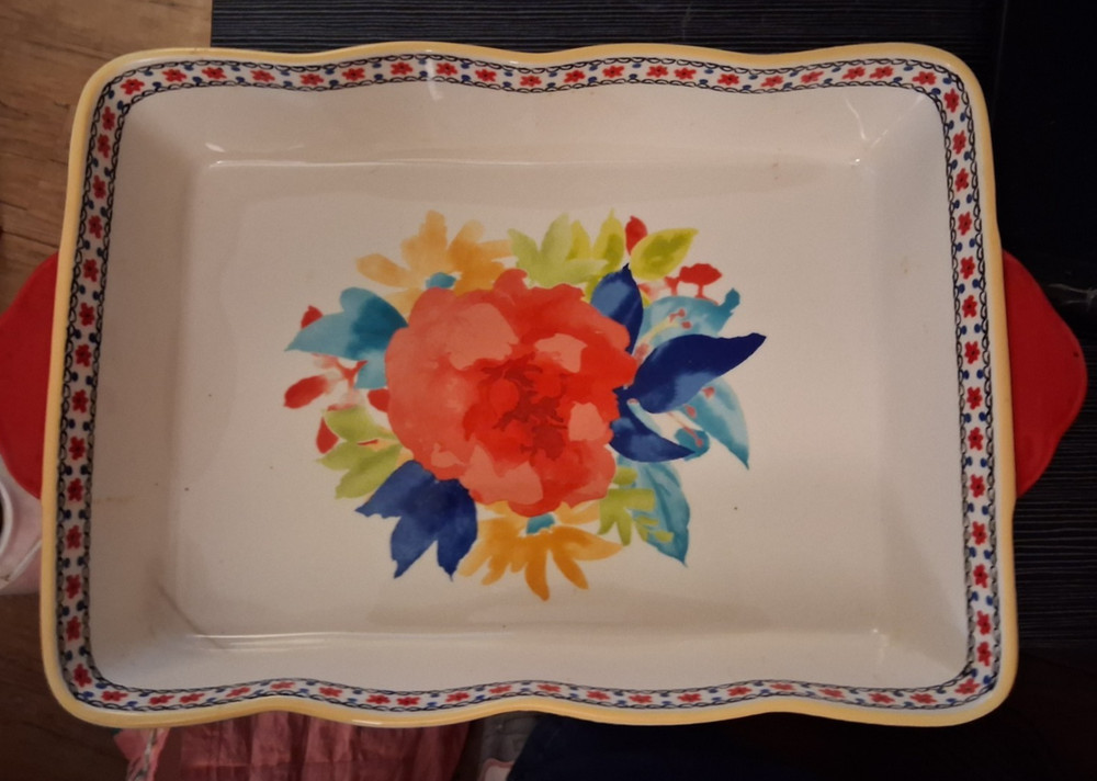 Pioneer Woman Floral Stoneware Rectangular Baking Dish Oven Safe