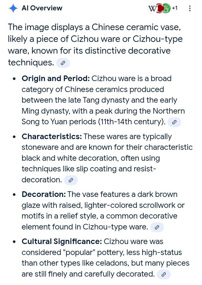 Decorative Glazed Narrow Neck Vase With Raised Scrollwork