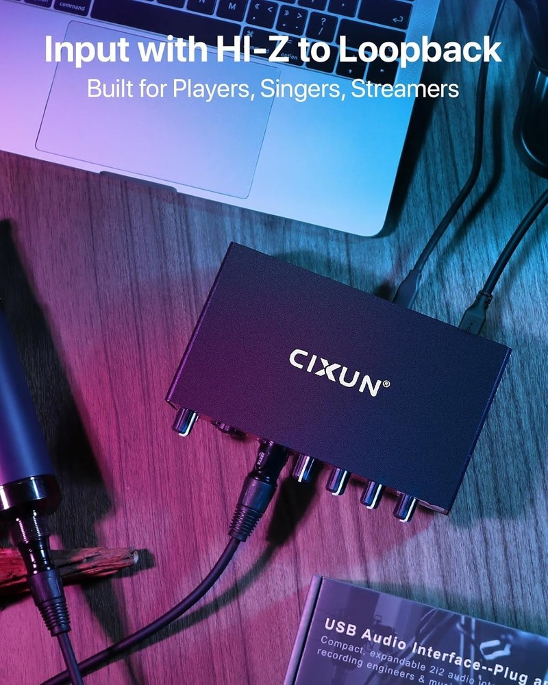2x2 USB-C Audio Interface for PC/Mac Recording, 24-bit/192kHz Dual TS/XLR Inputs