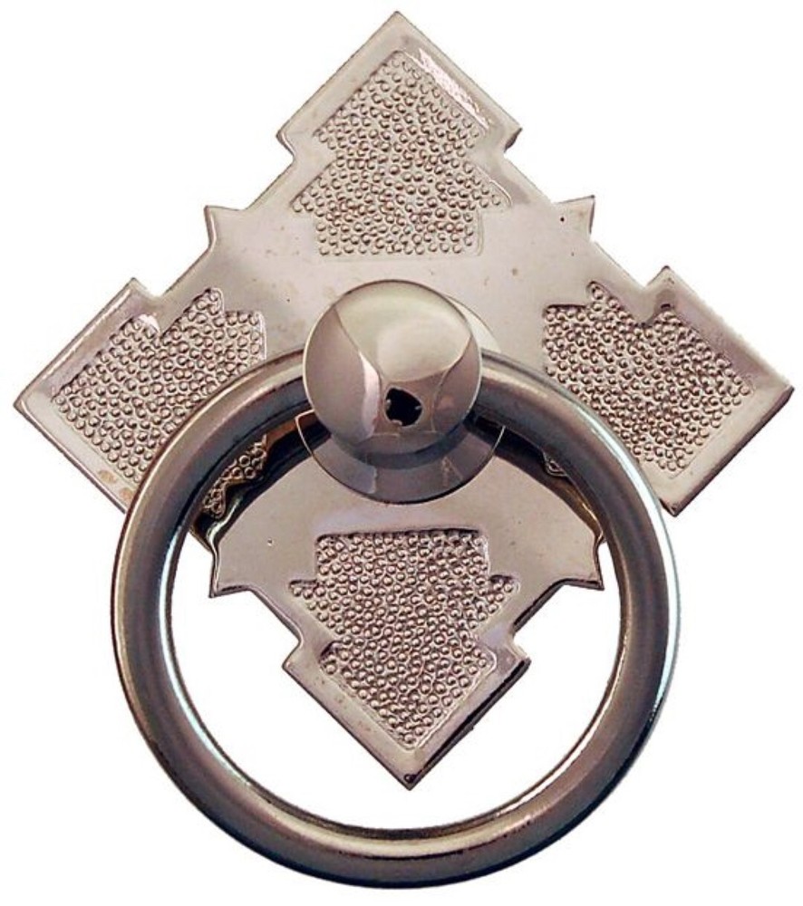 Eastlake Victorian Style Solid Brass & Nickel SINGLE POST RING PULL handle bail