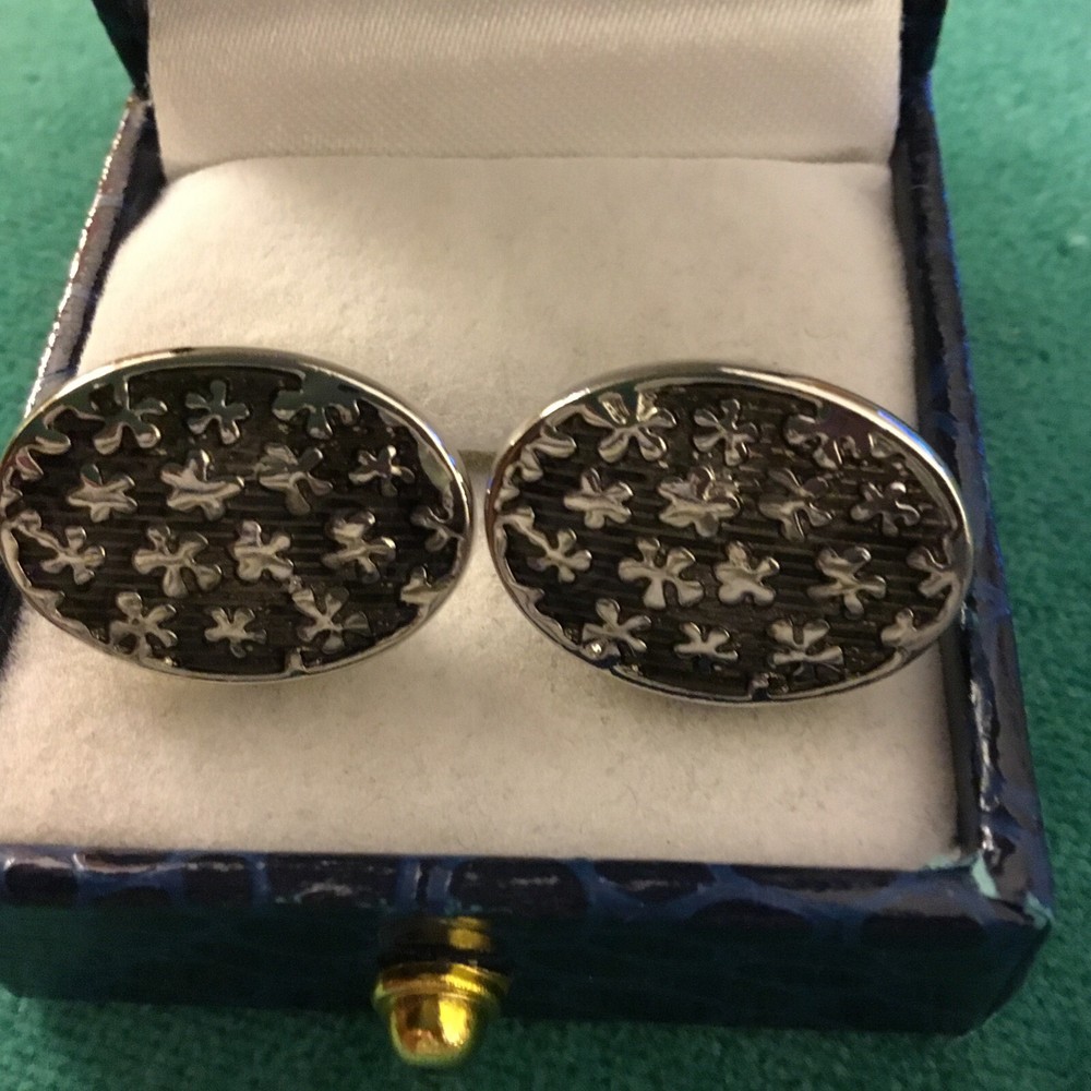 Black and Silver Tone Cufflinks Good Condition