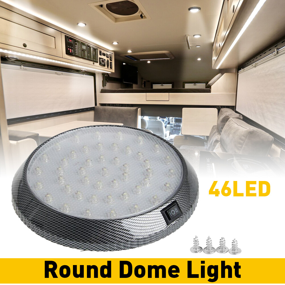 RV Interior LED Lights Switched Round Ceiling Light Fixture Camper Trailer 12V