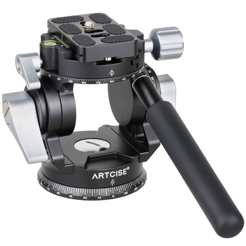 Fluid Video Tripod Head, 360° Panoramic Compact Camera Video Head 22Lbs