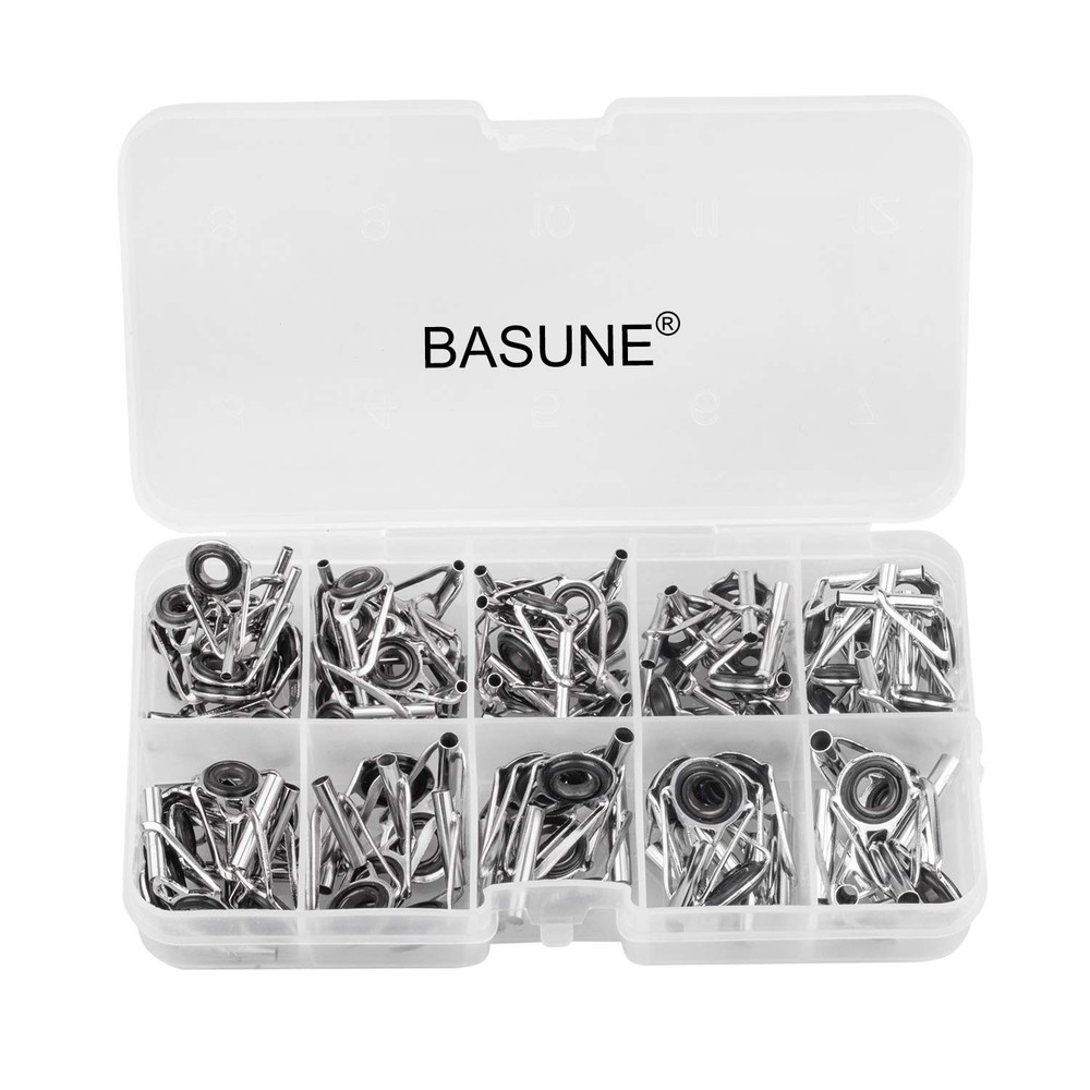 BASUNE Spinning Rod Guides Tip Ceramic 10 Different Sizes, 10 Size -- 80Pcs