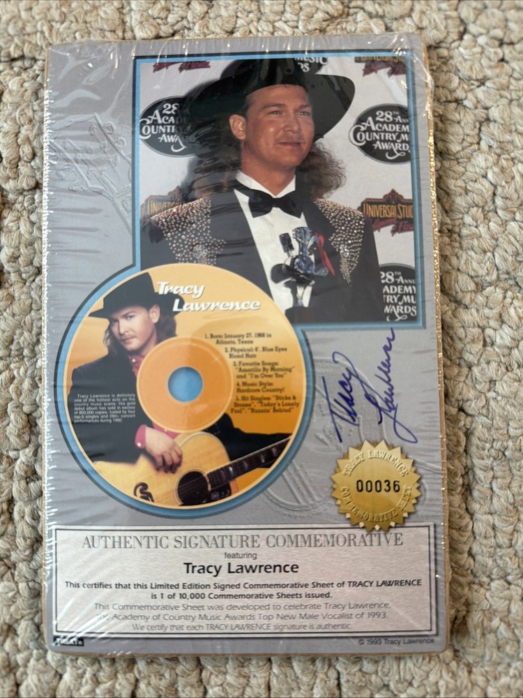 1993 Tracy Lawrence Signed Commemorative Sheet ^ Authentic Autograph