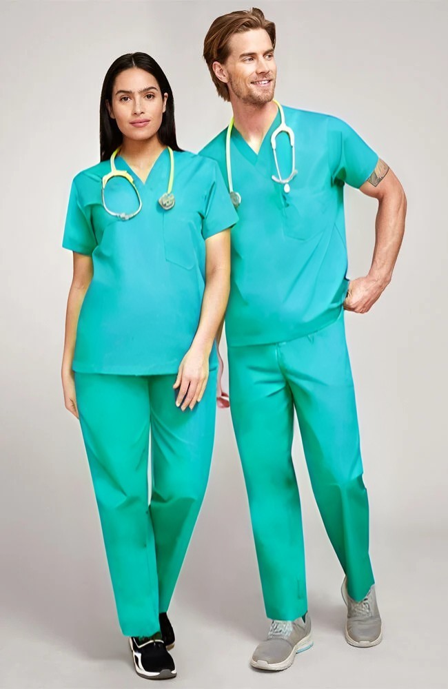 Unisex Scrub Set - V-neck Top & Drawstring Pants Scrub Set