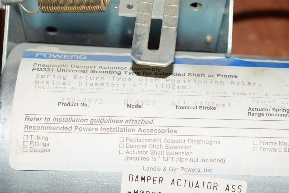 NEW Siemens POWERS CONTROLS 332-2973 Pneumatic Actuator, Spring Return Positioni