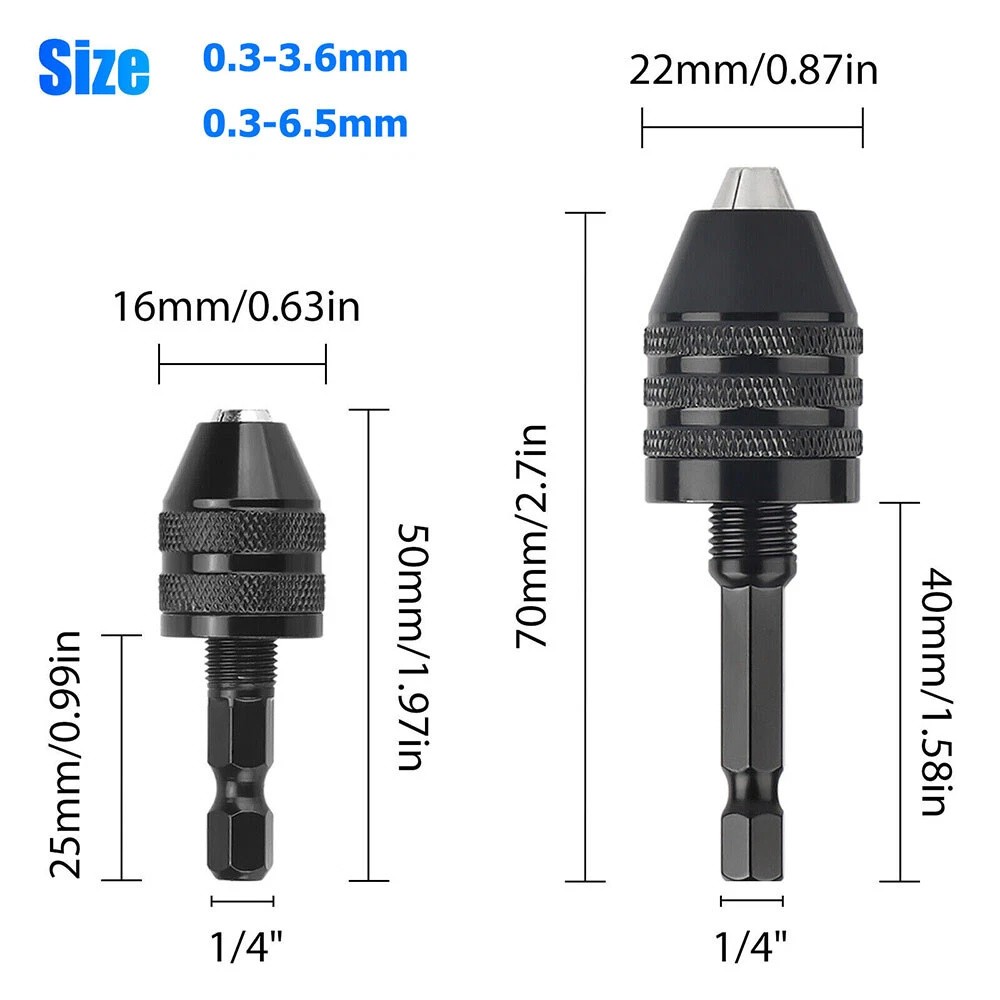 4Pcs 1/4"Hex Shank Keyless Drill Chuck Adapter Bit Quick Change Converter Driver