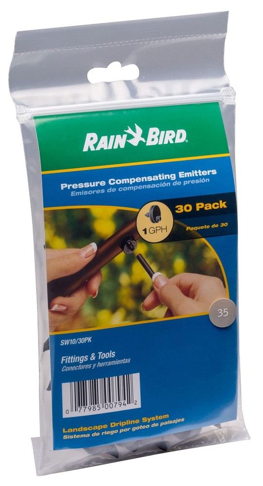 Drip Irrigation Emitters, 1 GPH, 30-Pack for Efficient Spot Watering