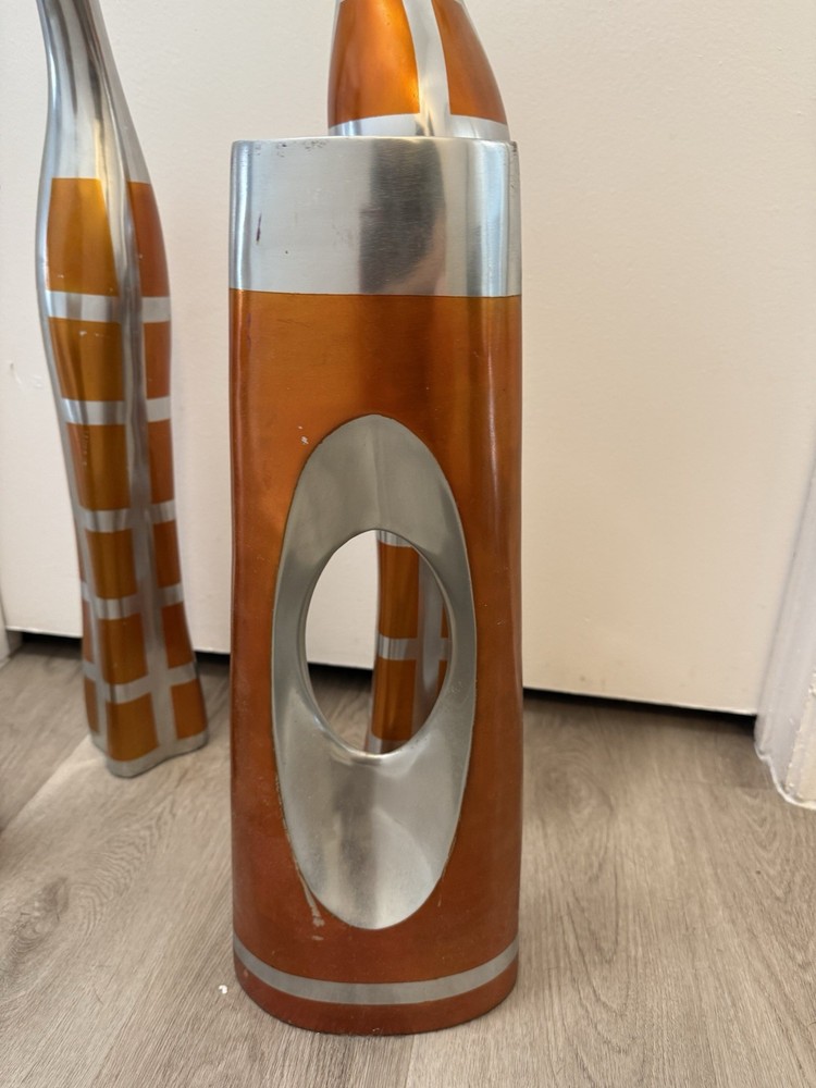 Orange And Silver Vases