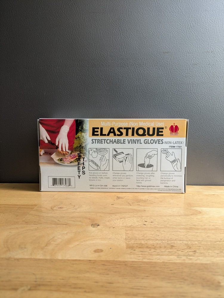 POLY KING Elastique Stretchable Vinil Gloves Multi-Purpuse Size Large 100 Count