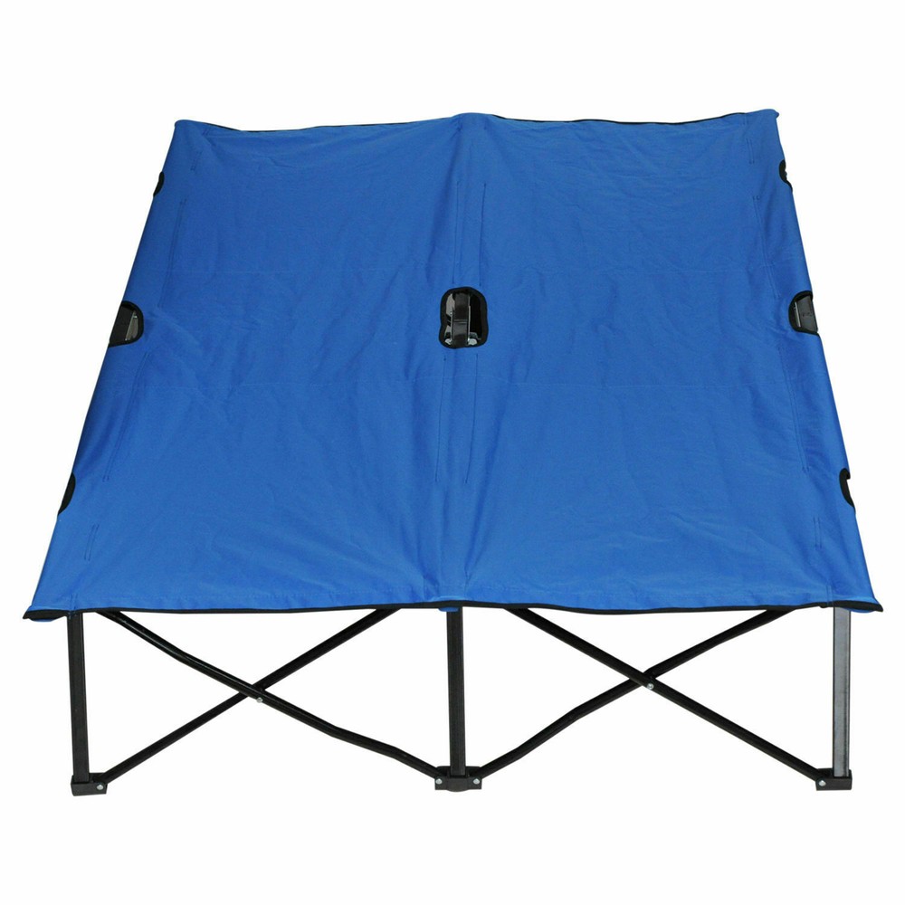 2 Person Folding Camping Cot for Adults Portable Elevated Double Sleeping Bed