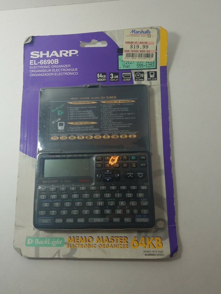 SHARP EL-6690B Memo Master Electronic Organizer 64KB NEW Damage On Package