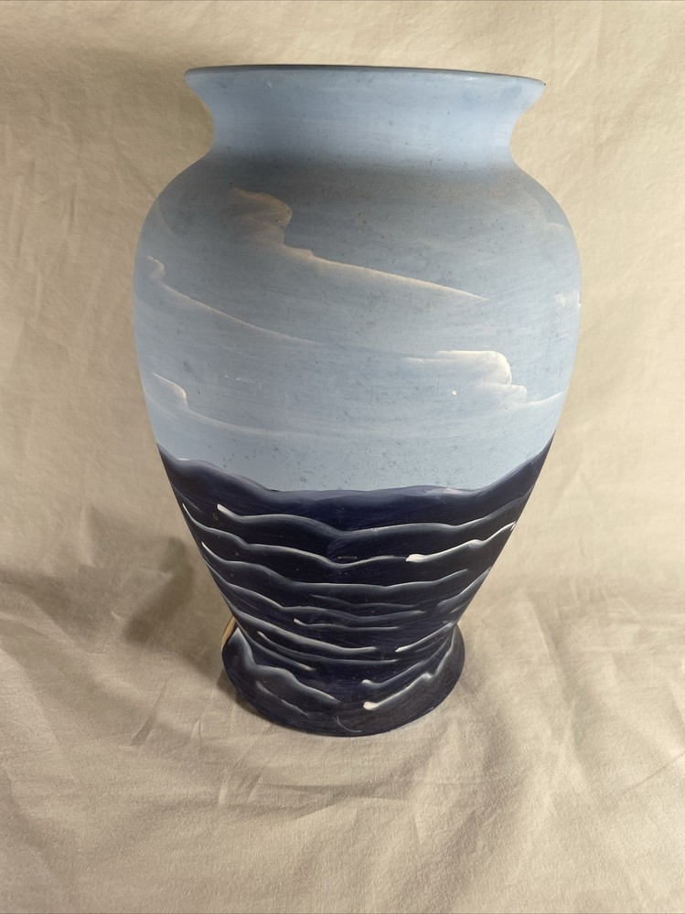 Large Hand Painted Lighthouse Vase