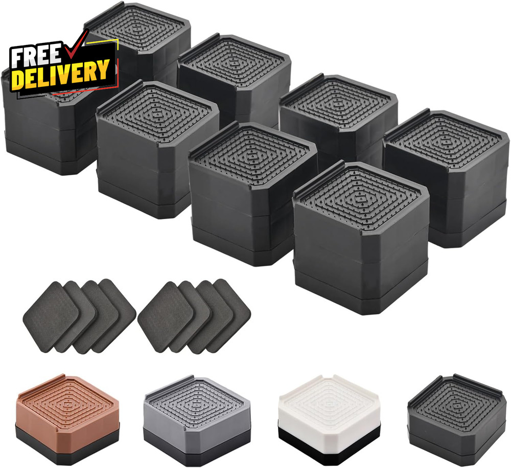 Bed Risers Furniture Risers Heavy-Duty Rectangular Adjustable Block 8 Pack.....