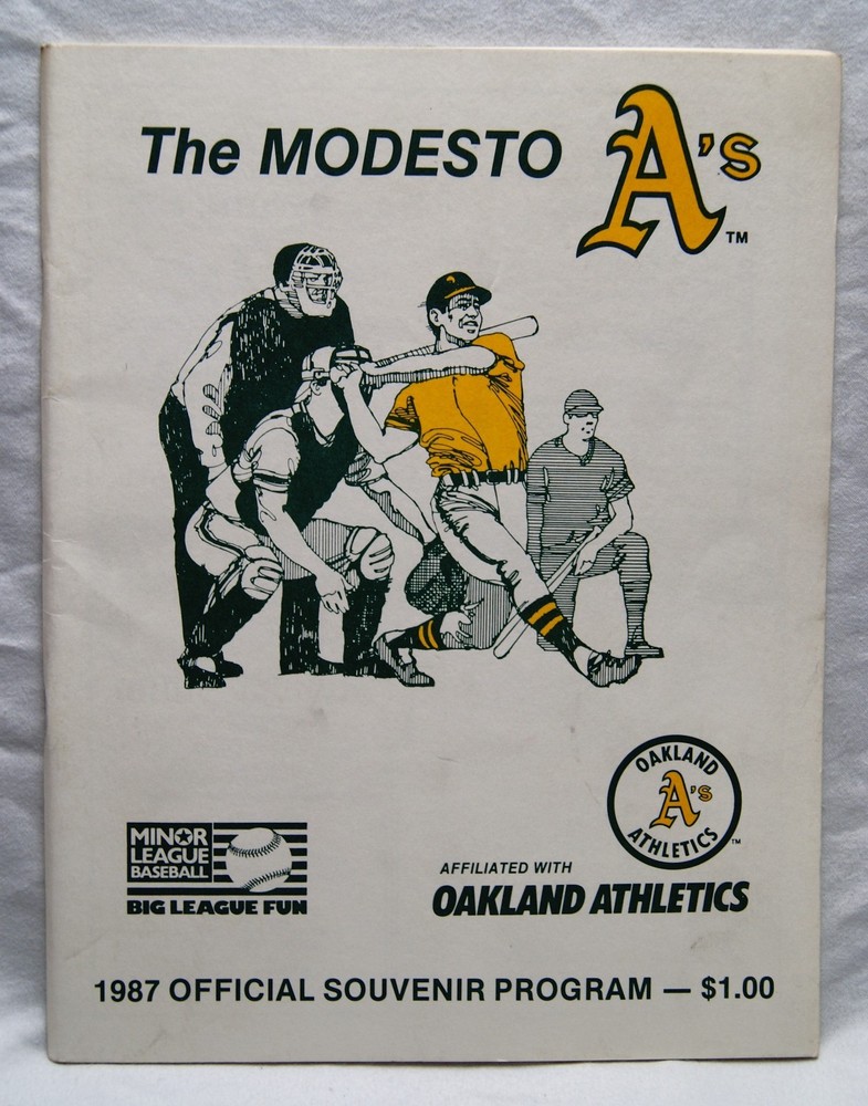 1987 modesto a's official souvenir program unscored