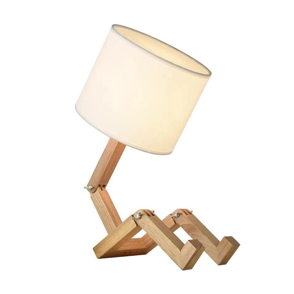 7W LED Adjustable Table Light Wooden Bedside Night Lamp E27/E26 Bulb Switch Plug