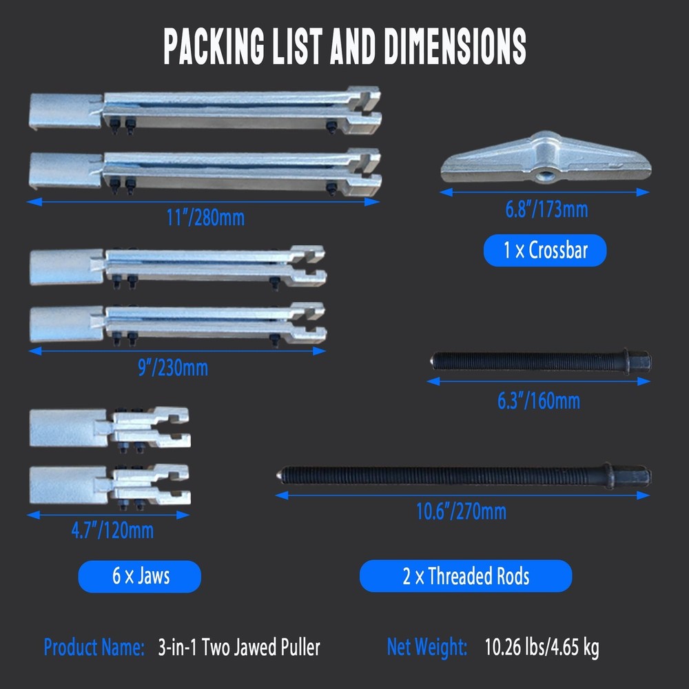 Gear Puller Set, 3 in1 Heavy Duty Bearing/Pulley Puller Kit, Lengthening Styl...