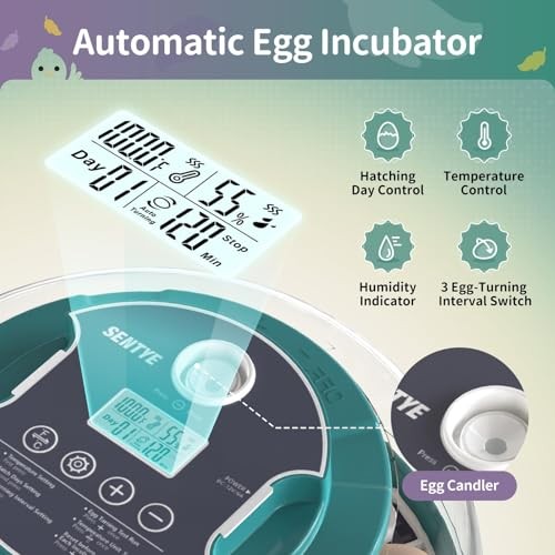 Automatic Egg Hatcher with LED Screen, Large Egg Incubator with Adjustable