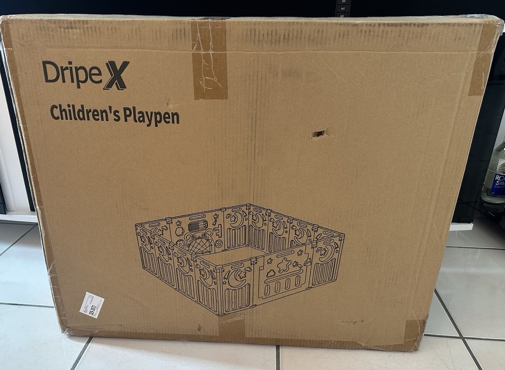 Baby Playpen, Dripex Foldable Playpen Pink White, 14 Panel