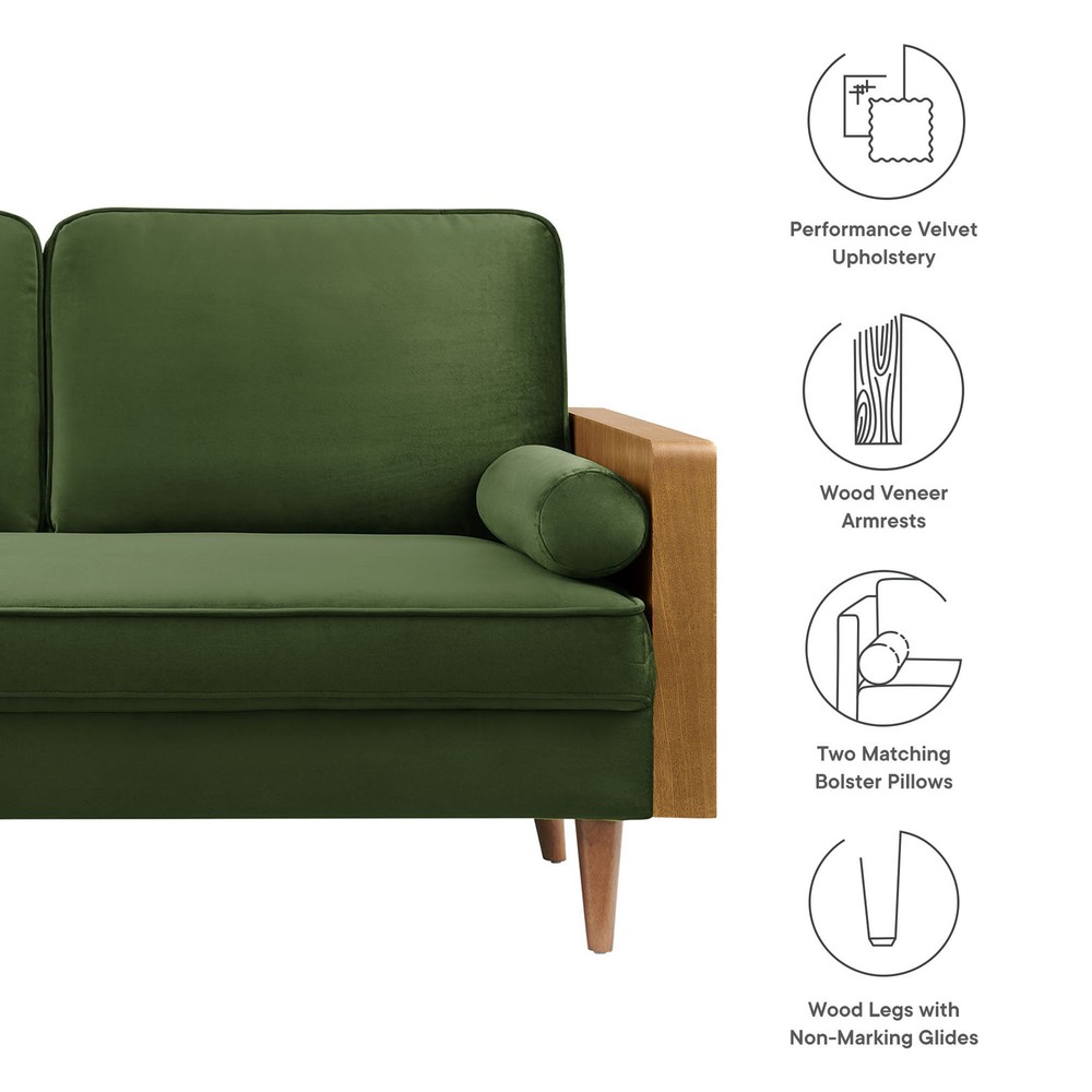 Kellan Loveseat in Walnut Moss Green