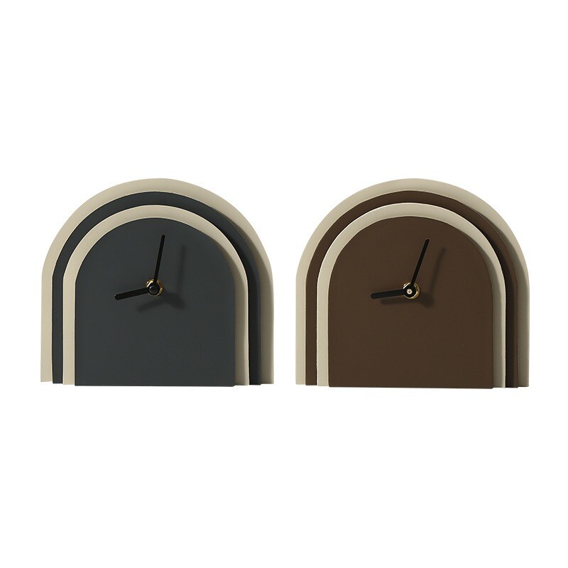 Italian multi-layer leather arched clock ornament office desktop accessories