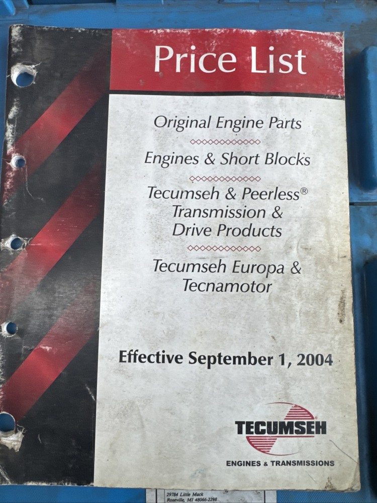 2004 Tecumseh Price List Catalog