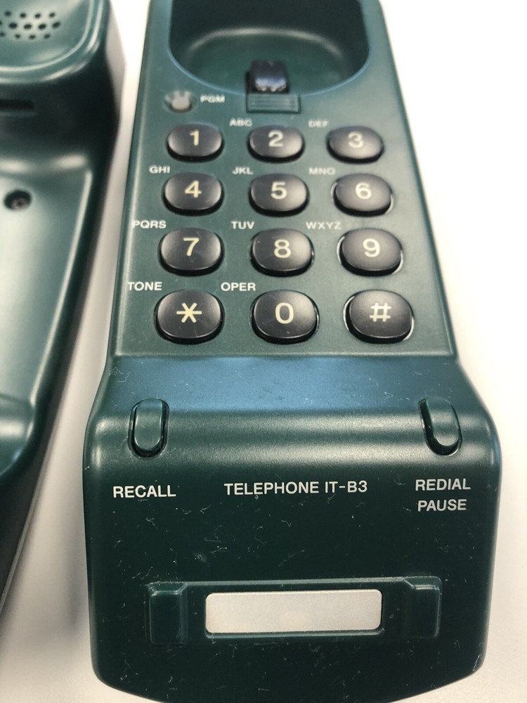 Sony IT-B3 Vintage Green Push Button Phone Tested-Works