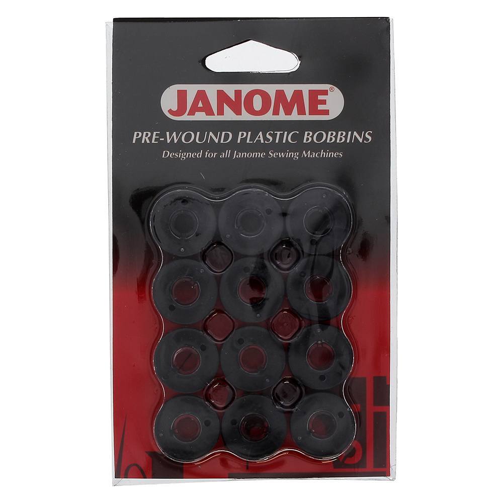 Prewound Bobbins - Black, 12pk, Janome