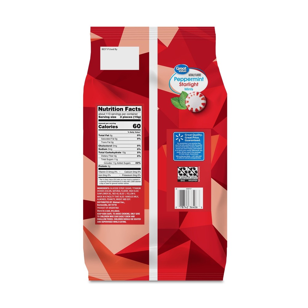 Great Value Peppermint Starlight Mints Hard Candy, 60 oz