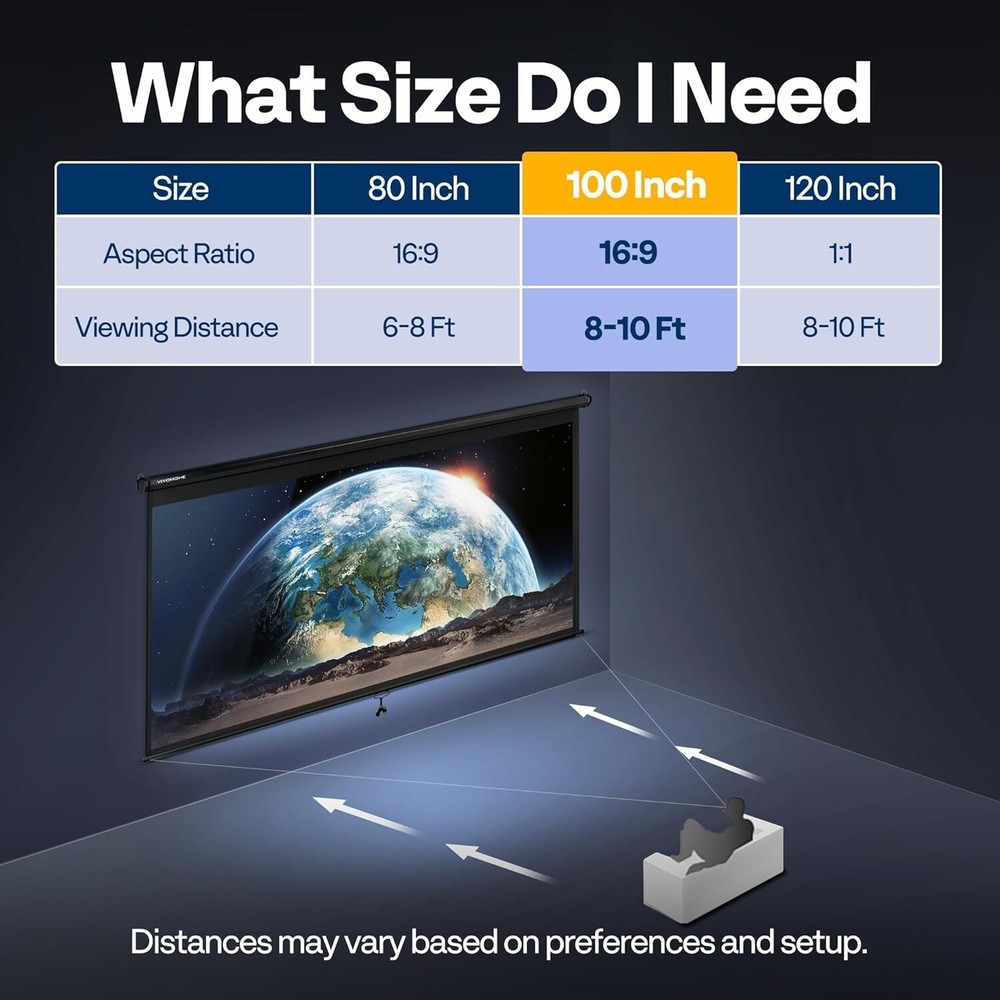 High-Definition 16:9 100'' Pull Down Projector Screen for Cinema Quality Viewing