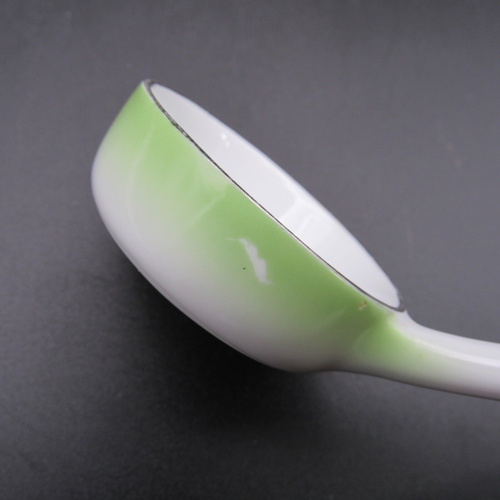 Noritake Jam Spoon, Morimura, 5" Long, Light Green & Silver, Fruit, Hand Painted
