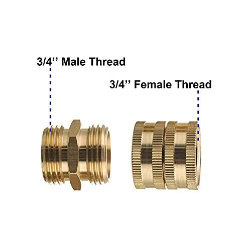 2 Sets Garden Hose Adapter, 3/4 Inch Solid Brass Hose Connectors Adapters