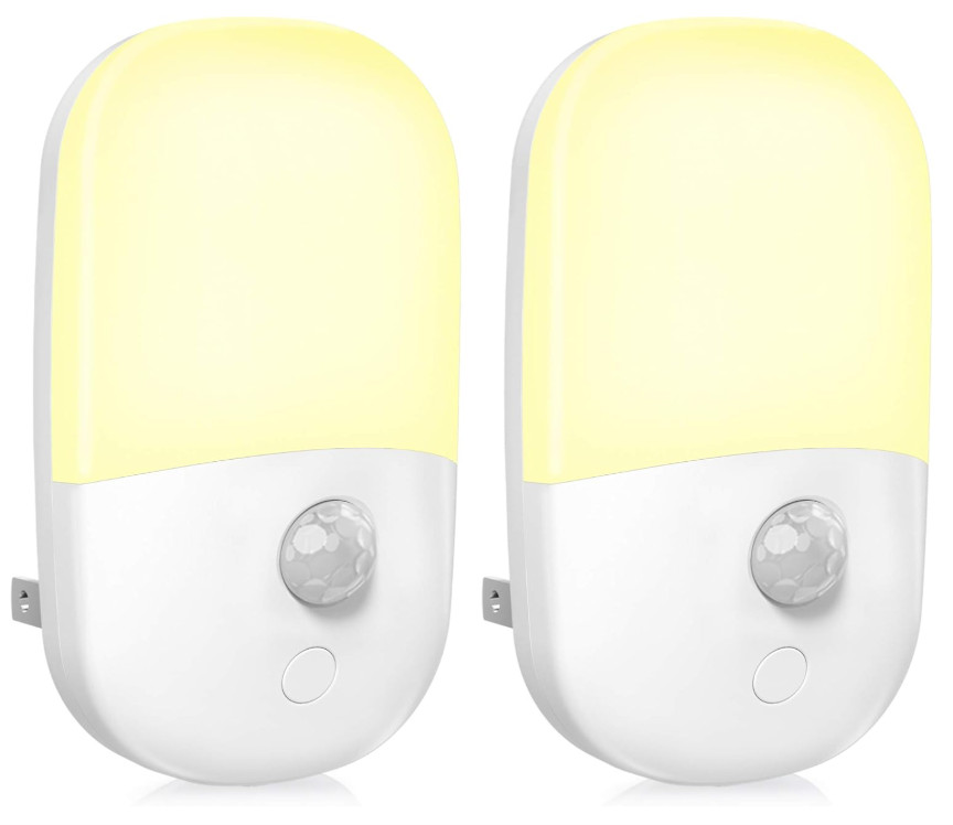 2 Pack Plug in Motion Sensor Dimmable Night Light, Soft Warm White LED (free shi