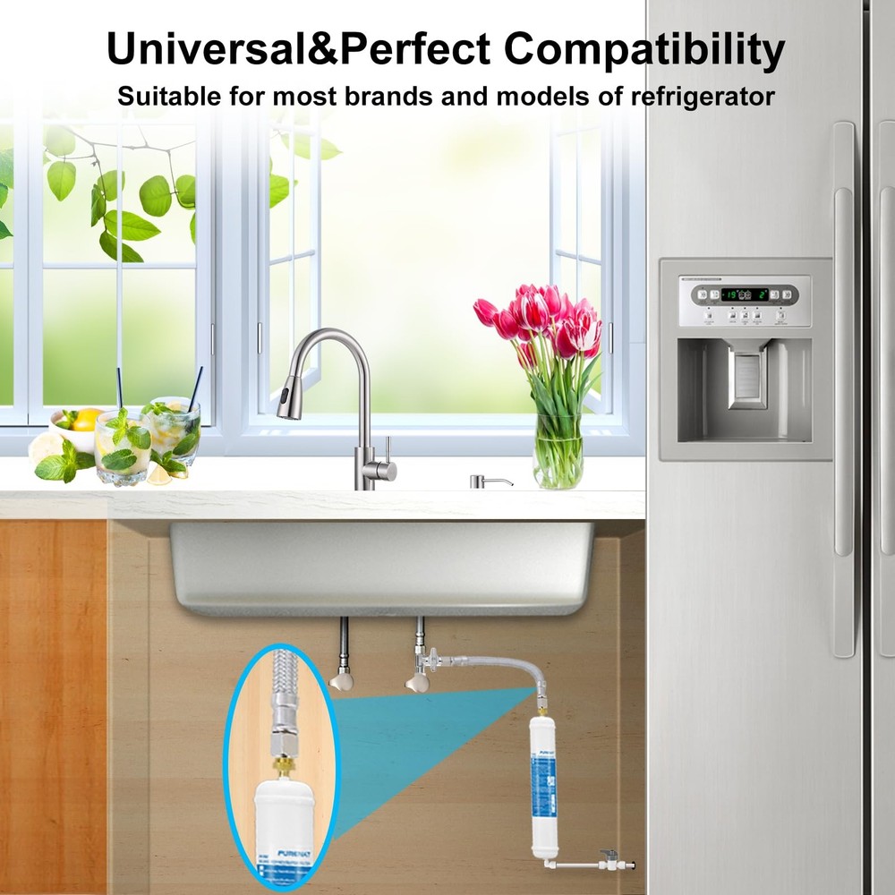 Inline Water Filter for Refrigerator and Ice Maker(1 Pack),1/4" P