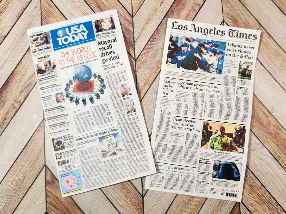 1/6 SCALE Miniature US Newspapers TWO (2)