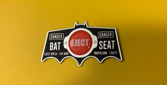 CUSTOM BATMOBILE EJECTION SEAT BUTTON CAR PLATE PROP 1966 BATMAN