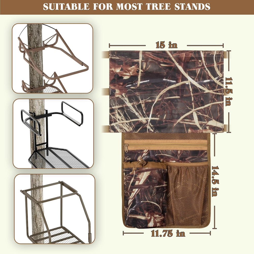 Universal Tree Stand Seat Replacement with 3 Pockets, Adjustable Tree Stand Seat