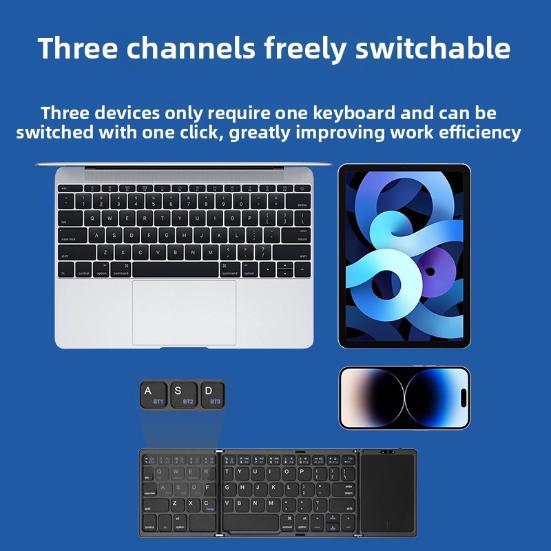 Mini Folding Wireless Bluetooth Keyboard With Touchpad for Laptop Tablet Phone