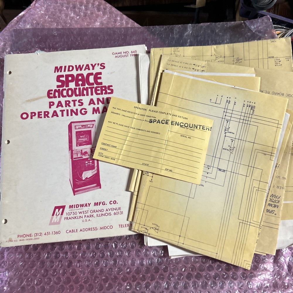 Original Space Encounters, Midway, Set, arcade video game manual