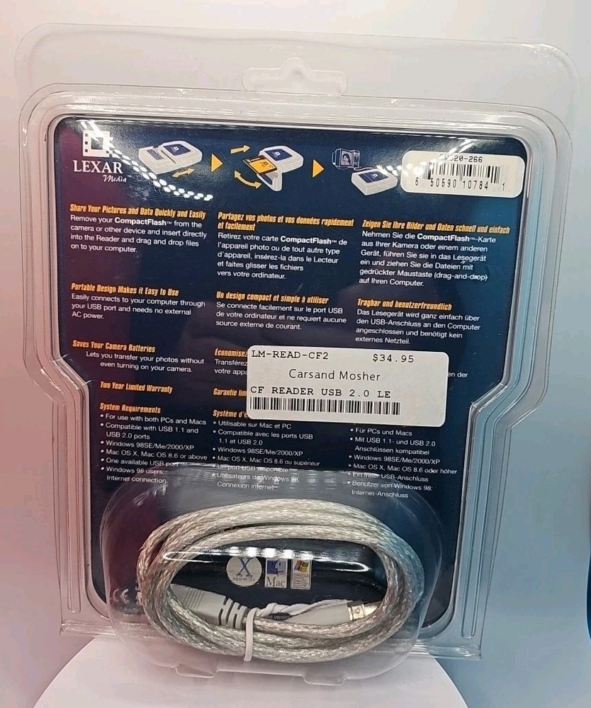 Lexar USB 2.0 Compact Flash CF Card Reader RW020-266 CompactFlash PC Mac New