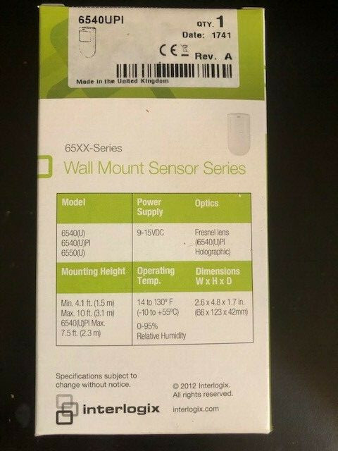 NIB Interlogix GE Security #6540UPI Wall Mount Motion Sensor