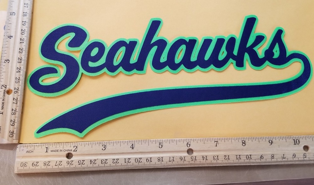 HUGE SEATTLE SEAHAWKS IRON-ON PATCH  5" x 10.5"