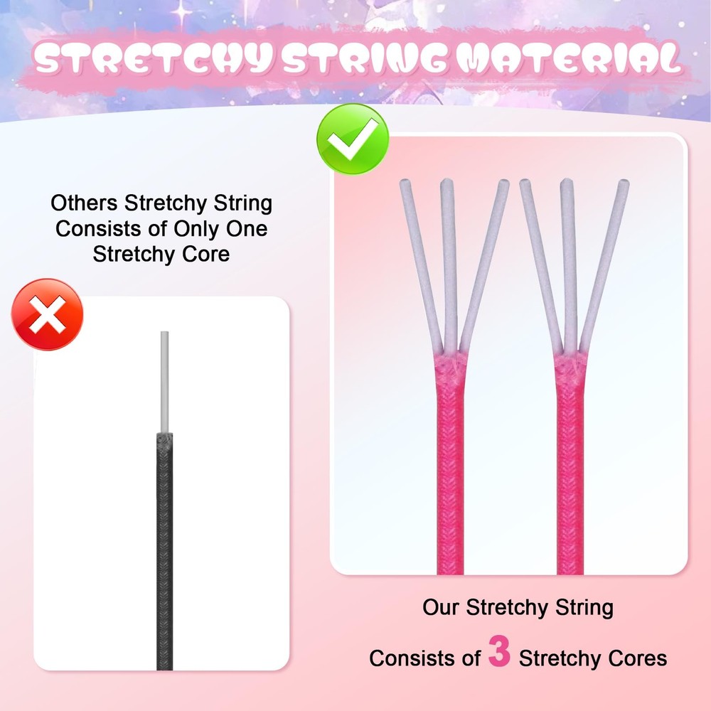 DIY Bracelet Making Kit - Stretchy Elastic String 2 Rolls 330FT Rainbow